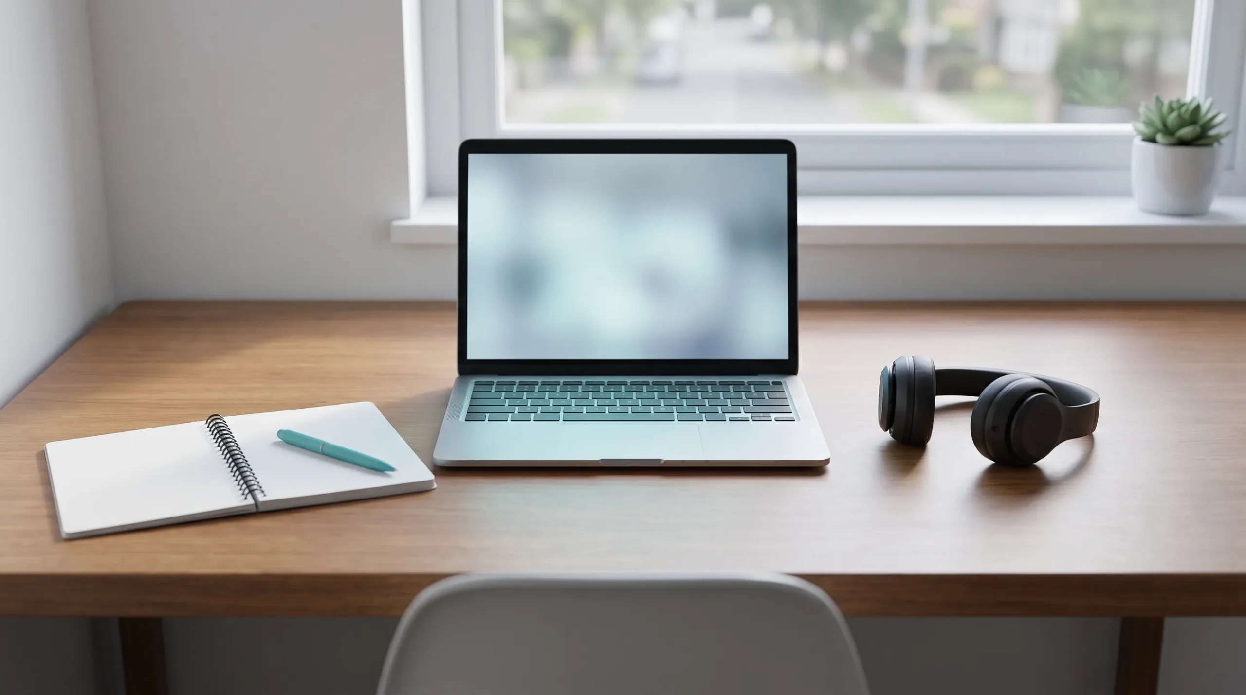 A laptop set up on a desk for an online lesson